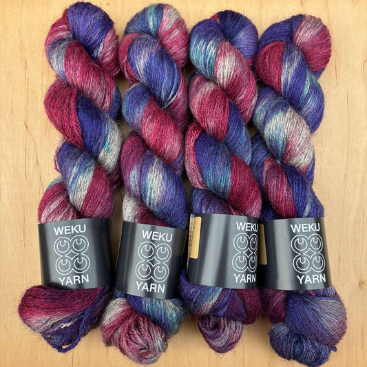 Pink and Purple - Grey ExBFL, Romney, BFL & Silk Sock
